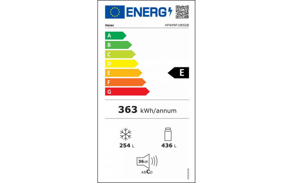 HAIER HFW99F19ESSB - &Eacute;tiquette &eacute;nergie v2