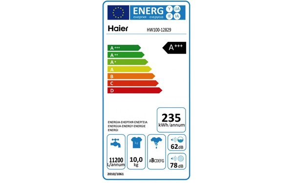 HAIER HW100-12829 - &Eacute;tiquette &eacute;nergie