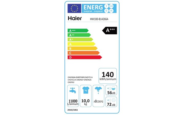 HAIER HW100-B14266A - &Eacute;tiquette &eacute;nergie