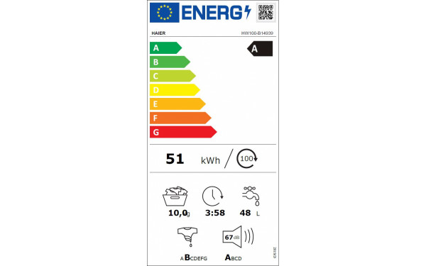 HAIER HW100-B14939 - &Eacute;tiquette &eacute;nergie v2