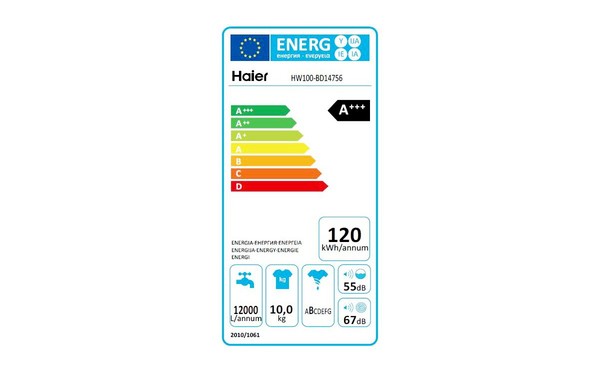 HAIER HW100-BD14756 - &Eacute;tiquette &eacute;nergie