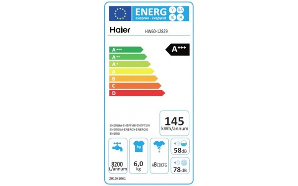 HAIER HW60-12829 - &Eacute;tiquette &eacute;nergie