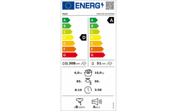 HAIER HWD100-B14939S8 - &Eacute;tiquette &eacute;nergie v2
