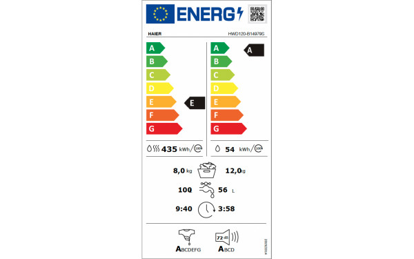 HAIER HWD120-B14979S - &Eacute;tiquette &eacute;nergie v2