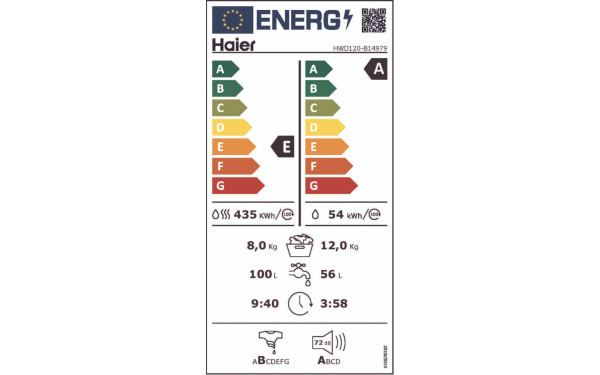 HAIER HWD120-B14979 - &Eacute;tiquette &eacute;nergie v2