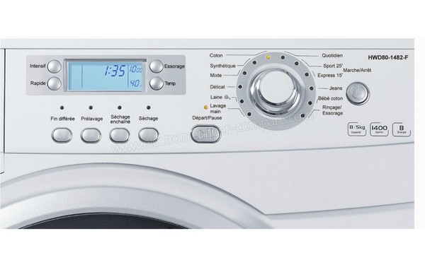 HAIER HWD80-1482-F - Panneau de commandes (cr&eacute;dit : Darty)