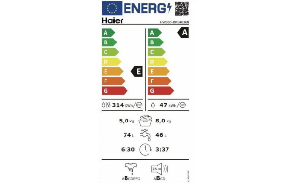 HAIER HWD80-BP14636NFR - &Eacute;tiquette &eacute;nergie v2