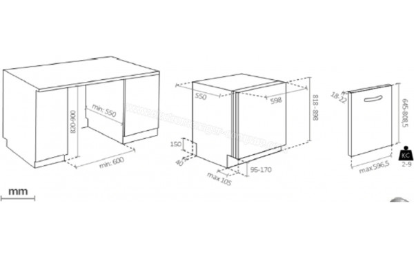 HAIER XS 4A4M4PB - Dimensions