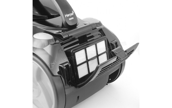 HARPER SKOOP Black Silver - Vue de l'arri&egrave;re, filtre sortie moteur (cr&eacute;dit : Darty)