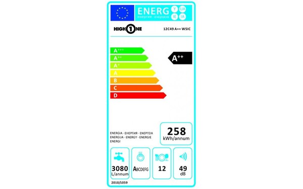 HIGH ONE 12C49 A++ W SIC - &Eacute;tiquette &eacute;nergie