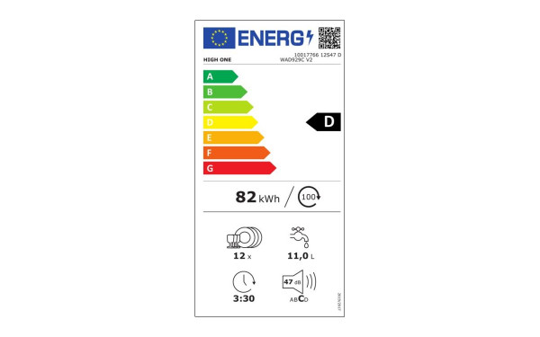 HIGH ONE 12S47 D WAD929C V2 - &Eacute;tiquette &eacute;nergie v2
