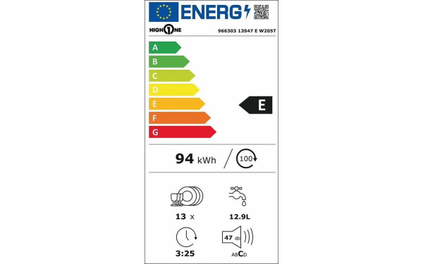 HIGH ONE 13S47 E W205T - &Eacute;tiquette &eacute;nergie v2