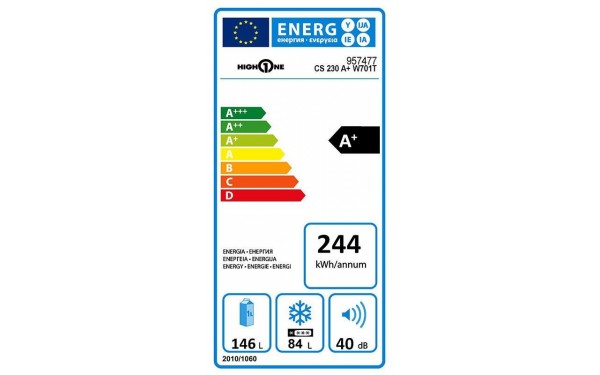 HIGH ONE CS 230 A+ W701T - &Eacute;tiquette &eacute;nergie