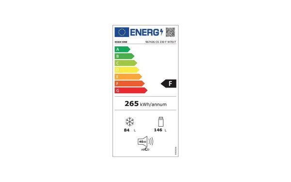 HIGH ONE CS 230 F W701T - &Eacute;tiquette &eacute;nergie v2
