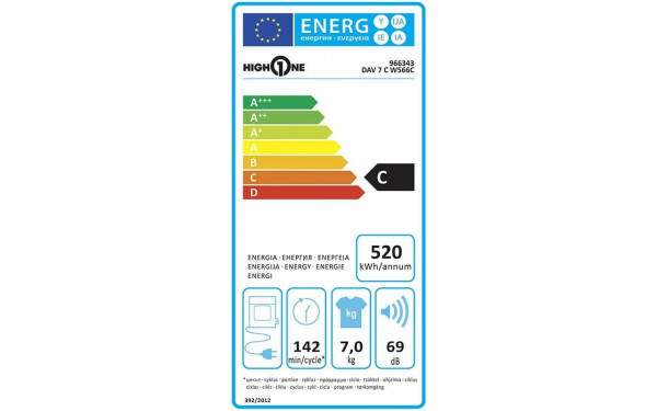 HIGH ONE DAV 7 C W566C - &Eacute;tiquette &eacute;nergie