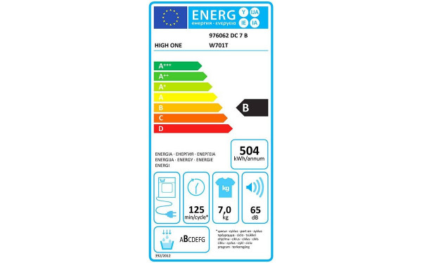 HIGH ONE DC 7 B W701T - &Eacute;tiquette &eacute;nergie