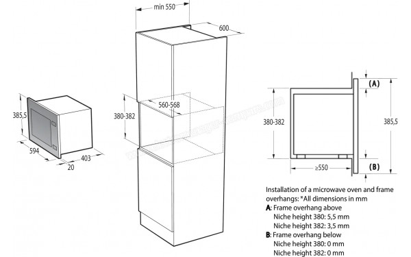 HISENSE BIM325GI63DBG - Dimensions