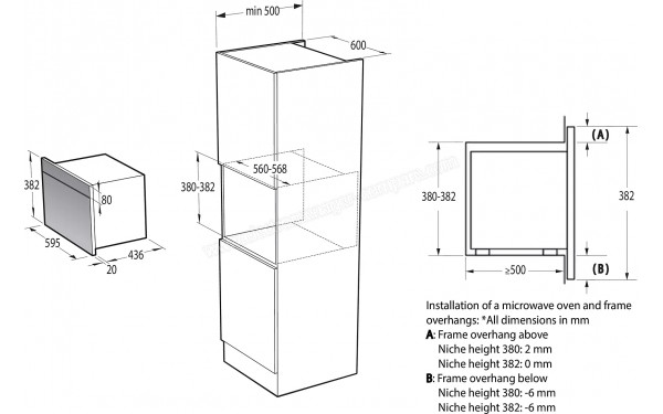 HISENSE BIM334G64DBG8 - Dimensions