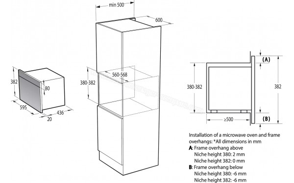 HISENSE BIM334G64DBG - Dimensions