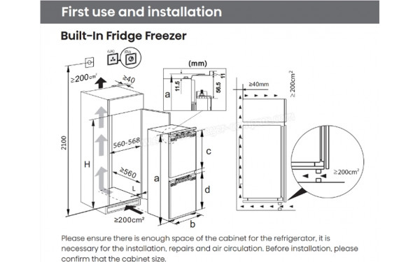 HISENSE RB3B250SAWC - Dimensions