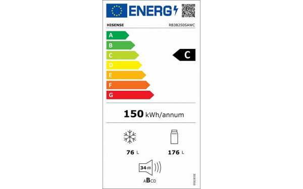 HISENSE RB3B250SAWC - &Eacute;tiquette &eacute;nergie v2