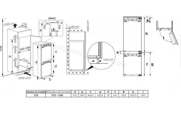HISENSE RB3B250SAWE - Dimensions
