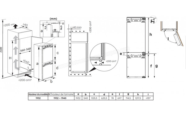 HISENSE RB3B280SAWE - Dimensions