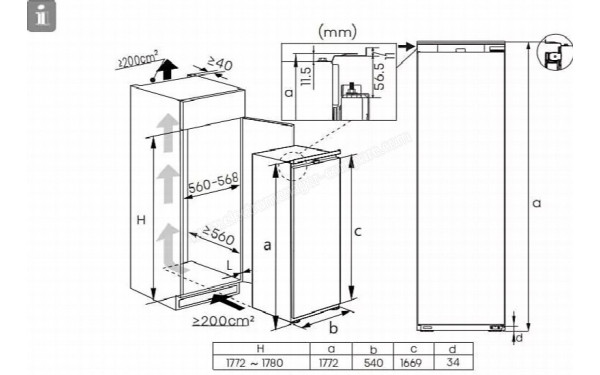 HISENSE RL3B303SAWE1 - Dimensions