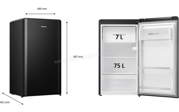 HISENSE RR106D4CBF - Dimensions