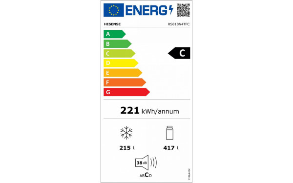 HISENSE RS818N4TFC - &Eacute;tiquette &eacute;nergie v2