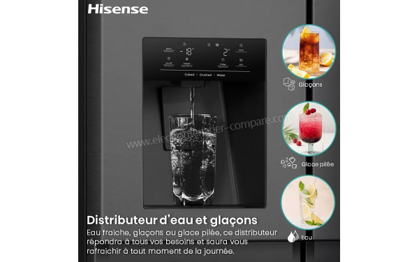 HISENSE RS9P628GPFE - Distributeur d'eau fra&icirc;che/gla&ccedil;ons/glace pil&eacute;e