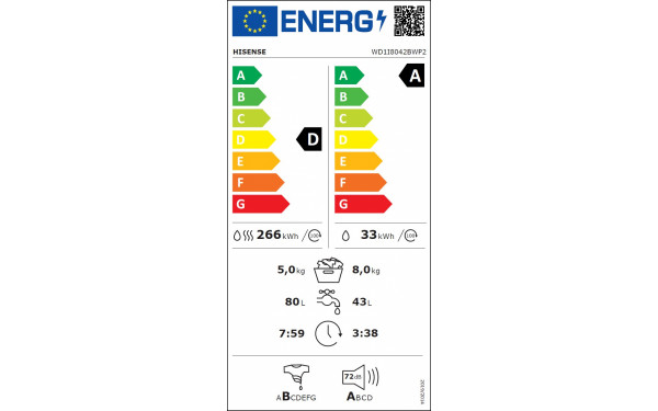 HISENSE WD1I8042BWP2 - &Eacute;tiquette &eacute;nergie v2