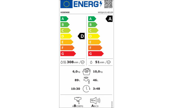 HISENSE WDQA1014EVJM - &Eacute;tiquette &eacute;nergie v2