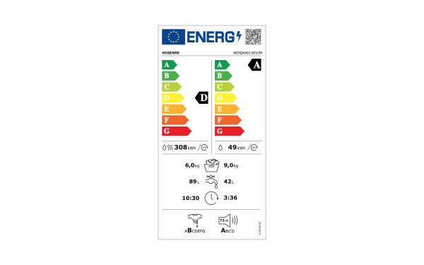 HISENSE WDQA9014EVJM - &Eacute;tiquette &eacute;nergie v2