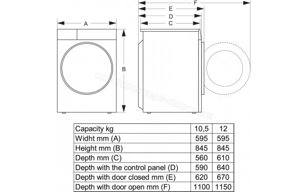HISENSE WF3S1043BW3 - Dimensions