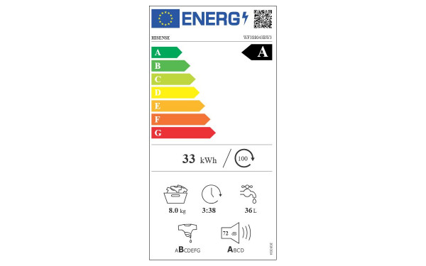 HISENSE WF3S8043BW3 - &Eacute;tiquette &eacute;nergie v2