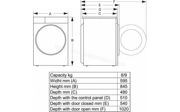 HISENSE WF3S9045BW1 - Dimensions