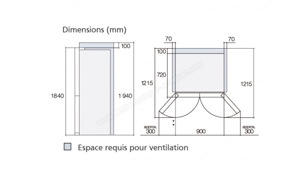 HITACHI R-WB640VRU0-GBK - Dimensions
