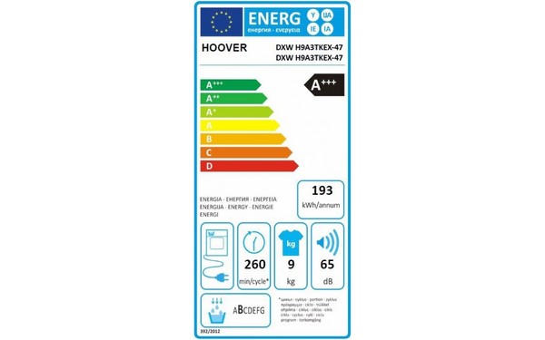 HOOVER DXWH9A3TKEX-47 - &Eacute;tiquette &eacute;nergie