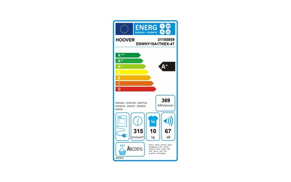 HOOVER DXWHY10A1TKEX-47 - &Eacute;tiquette &eacute;nergie