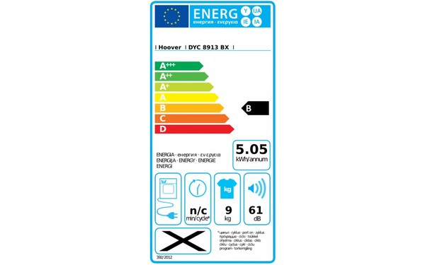 HOOVER DYC8913BX - &Eacute;tiquette &eacute;nergie