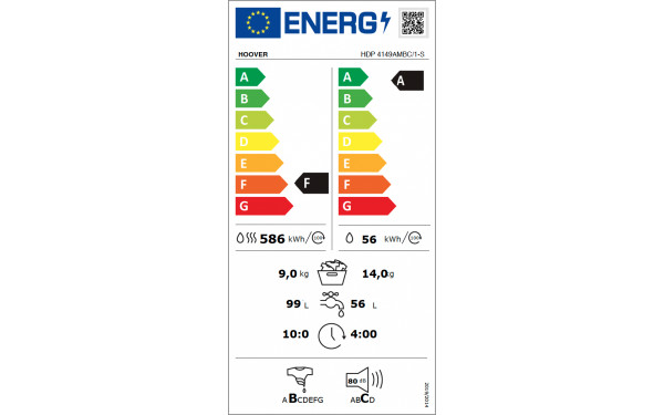 HOOVER HDP4149AMBC/1-S - &Eacute;tiquette &eacute;nergie v2
