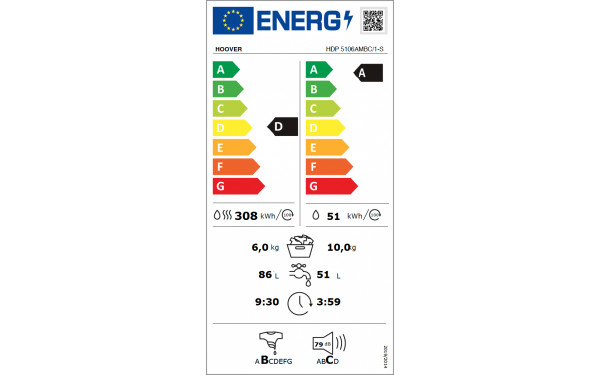 HOOVER HDP5106AMBC/1-S - &Eacute;tiquette &eacute;nergie v2