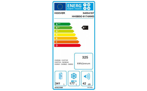 HOOVER HHSBSO6174XWD - &Eacute;tiquette &eacute;nergie