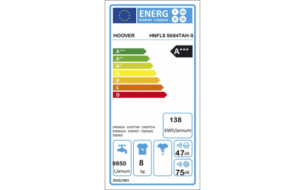 HOOVER HNFLSS684TAH-S - &Eacute;tiquette &eacute;nergie