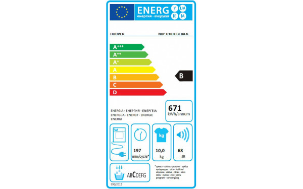 HOOVER NDPC10TCBERX-S - &Eacute;tiquette &eacute;nergie