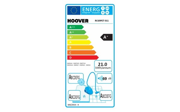 HOOVER RC69PET - &Eacute;tiquette &eacute;nergie