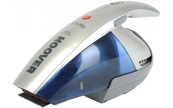 HOOVER SJ120WSB4 - Vue 3/4 droite avec base de charge (cr&eacute;dit : Darty)