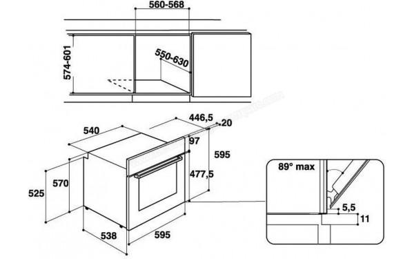 HOTPOINT 3AF 534 H IX HA - Dimensions