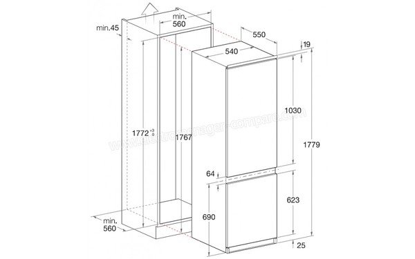 HOTPOINT BCB 31 AAA - Schema d'encastrement